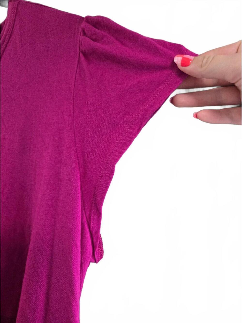 Magenta Short Sleeve Tiered Dress with Side pockets - Picture 4 of 9
